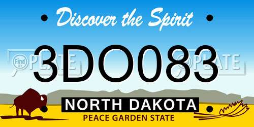 3DO083 North Dakota License Plate