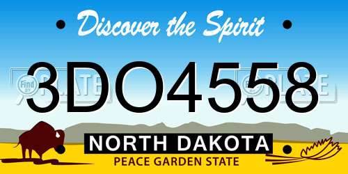 3DO4558 North Dakota License Plate