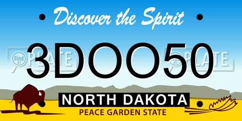 3DOO50 North Dakota License Plate