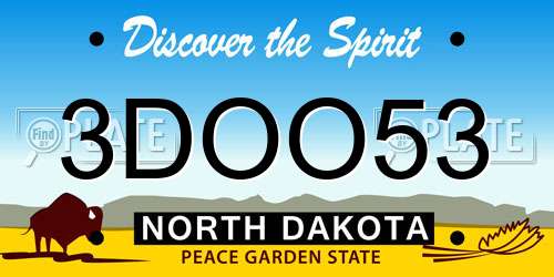 3DOO53 North Dakota License Plate