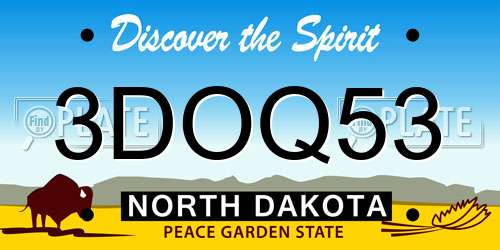 3DOQ53 North Dakota License Plate