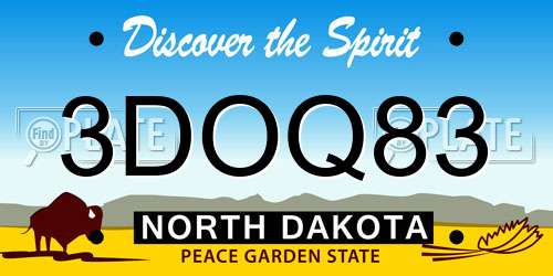 3DOQ83 North Dakota License Plate