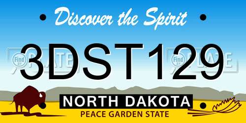 3DST129 North Dakota License Plate