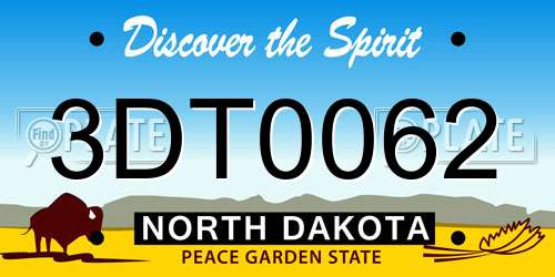 3DT0062 North Dakota License Plate