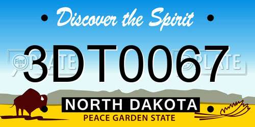 3DT0067 North Dakota License Plate