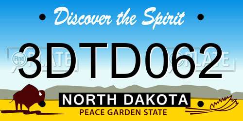3DTD062 North Dakota License Plate