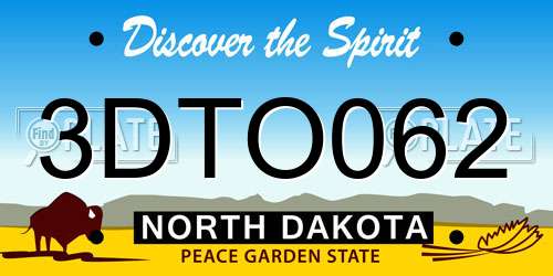 3DTO062 North Dakota License Plate