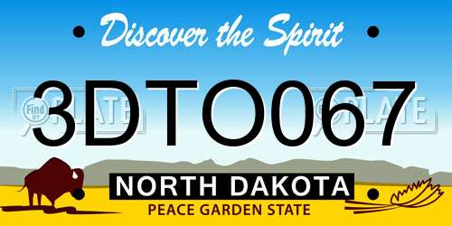 3DTO067 North Dakota License Plate