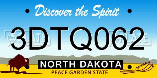 3DTQ062 North Dakota License Plate