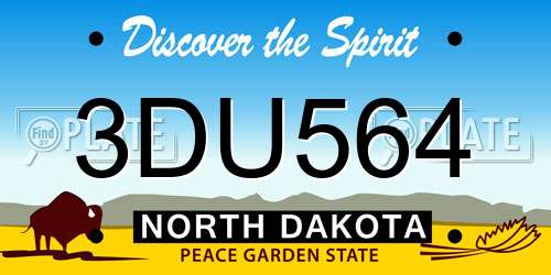 3DU564 North Dakota License Plate