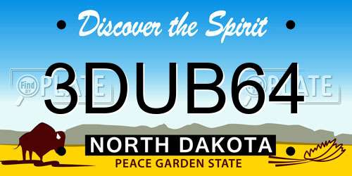 3DUB64 North Dakota License Plate