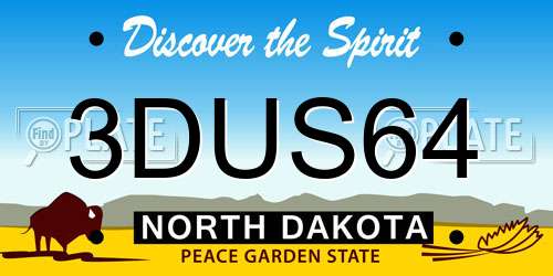 3DUS64 North Dakota License Plate