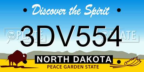 3DV554 North Dakota License Plate