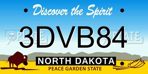 3DVB84 North Dakota License Plate