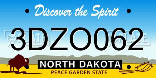 3DZO062 North Dakota License Plate