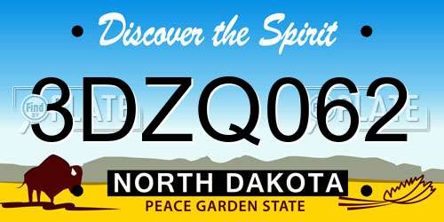 3DZQ062 North Dakota License Plate