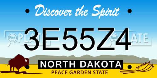 3E55Z4 North Dakota License Plate