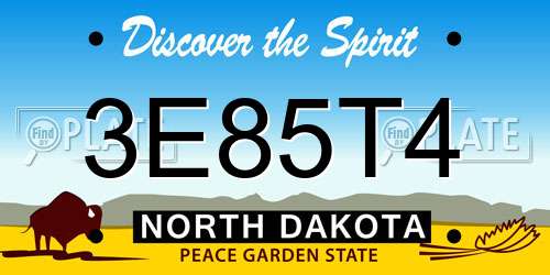 3E85T4 North Dakota License Plate