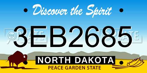 3EB2685 North Dakota License Plate