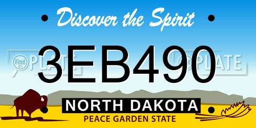 3EB490 North Dakota License Plate