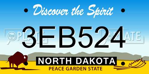 3EB524 North Dakota License Plate