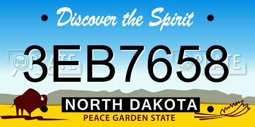 3EB7658 North Dakota License Plate