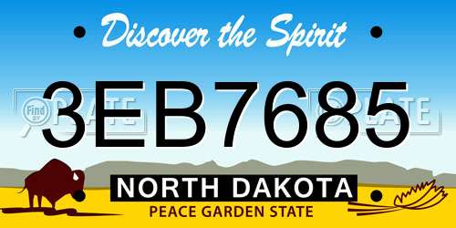 3EB7685 North Dakota License Plate