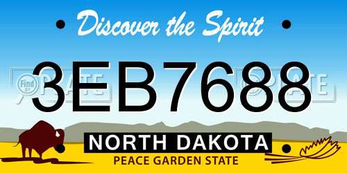 3EB7688 North Dakota License Plate