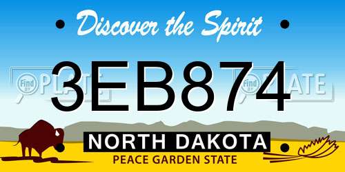3EB874 North Dakota License Plate