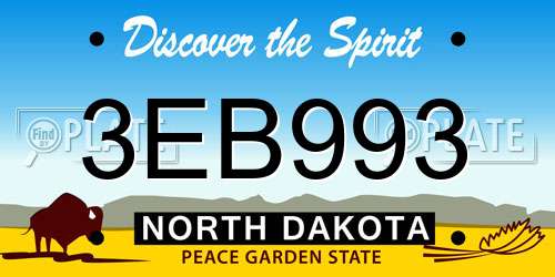 3EB993 North Dakota License Plate