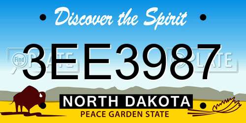 3EE3987 North Dakota License Plate