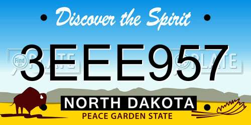 3EEE957 North Dakota License Plate