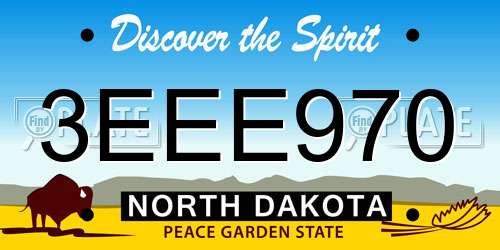3EEE970 North Dakota License Plate