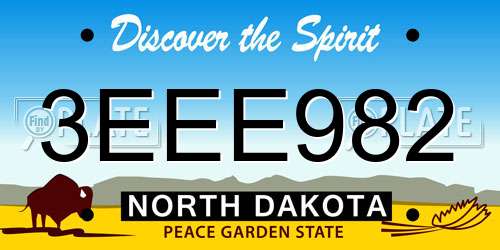 3EEE982 North Dakota License Plate