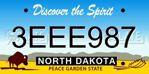 3EEE987 North Dakota License Plate