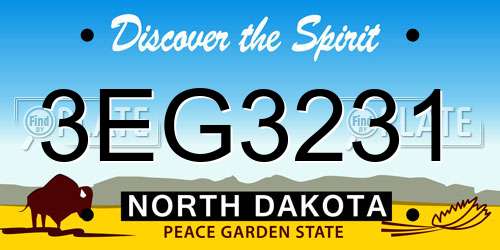 3EG3231 North Dakota License Plate