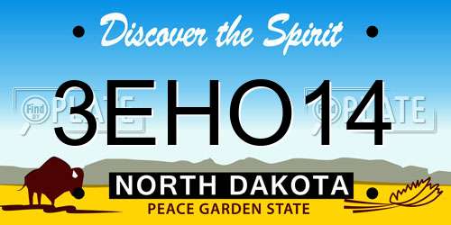 3EHO14 North Dakota License Plate