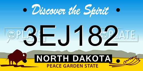 3EJ182 North Dakota License Plate