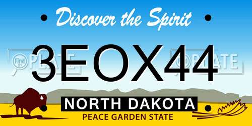 3EOX44 North Dakota License Plate