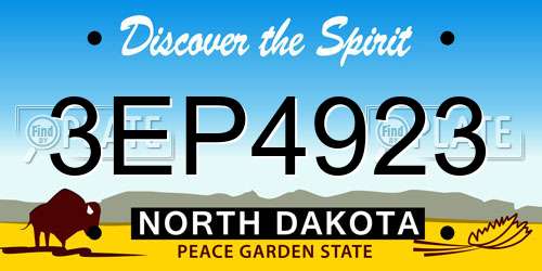 3EP4923 North Dakota License Plate