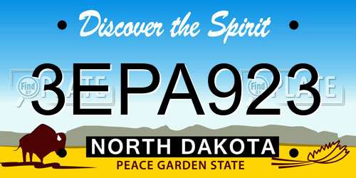 3EPA923 North Dakota License Plate