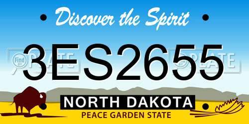 3ES2655 North Dakota License Plate