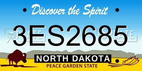 3ES2685 North Dakota License Plate