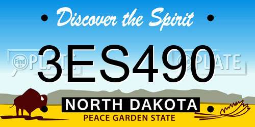 3ES490 North Dakota License Plate