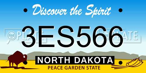 3ES566 North Dakota License Plate