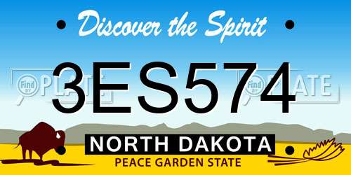 3ES574 North Dakota License Plate