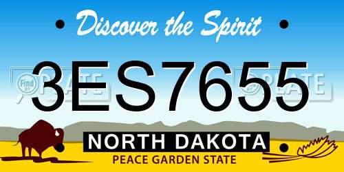 3ES7655 North Dakota License Plate
