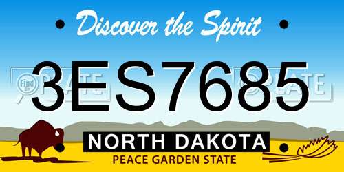 3ES7685 North Dakota License Plate