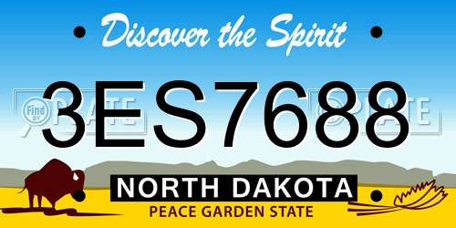3ES7688 North Dakota License Plate