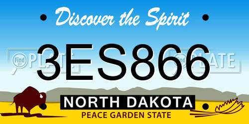 3ES866 North Dakota License Plate